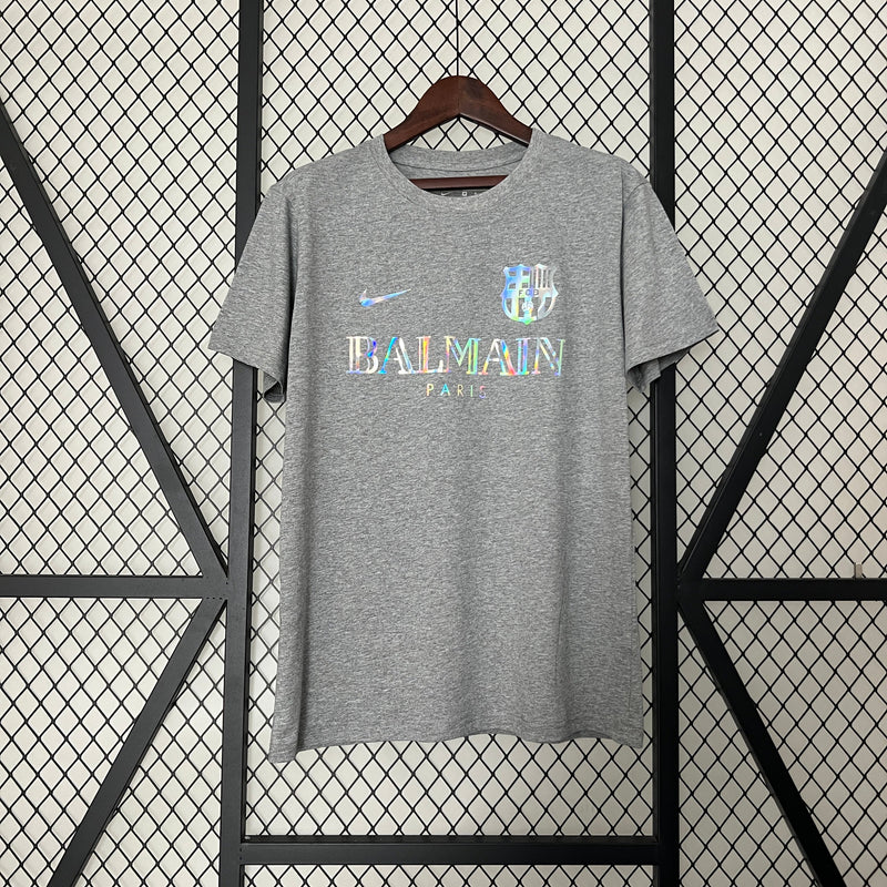 BARCELONA LIMITED EDITION BALMAIN PARIS GREY 24/25 MEN'S T-SHIRT 